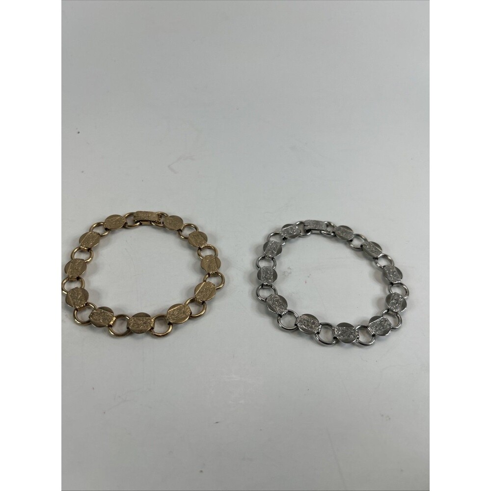 Sarah Coventry Bracelet Set Of 2Gold And Silver Toned 7” Vintage “Young And Gay”